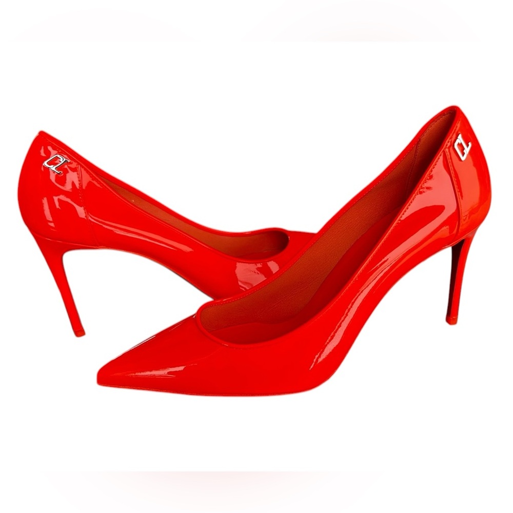 Neon orange Christian Louboutin Sporty Kate 85 (low heel)